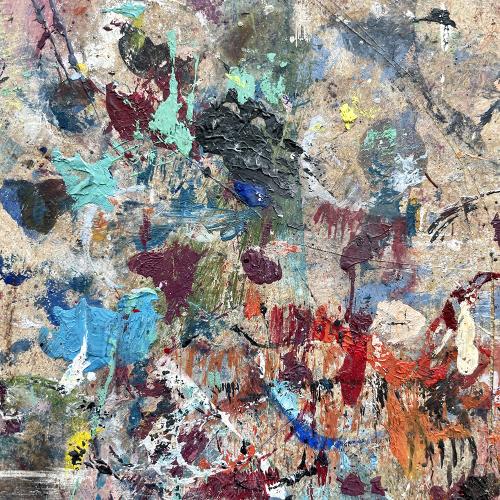 paint spattered on tabletop