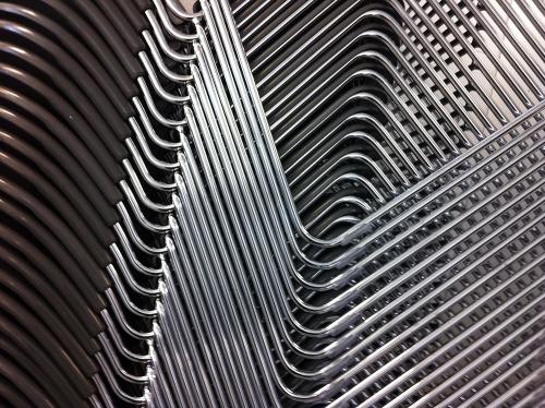 stacked metal chairs