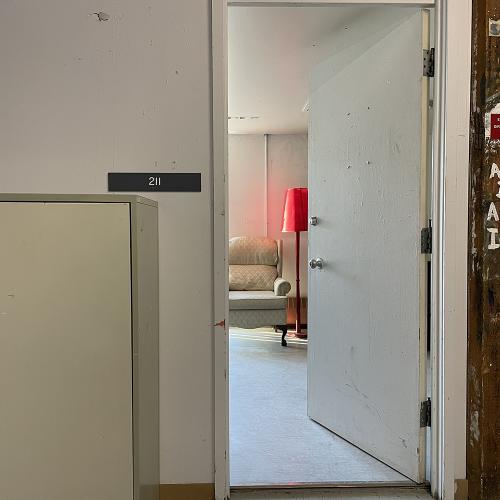 close up red lamp art barn