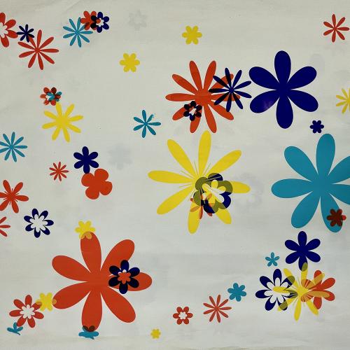 screen printed colourful flowers